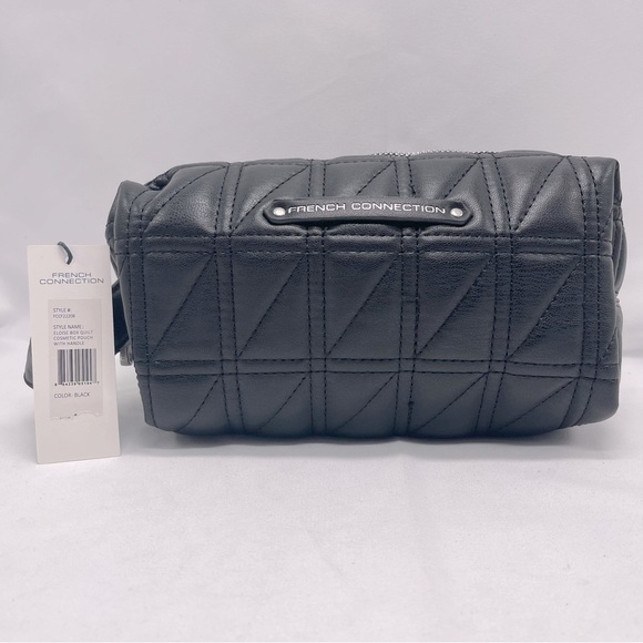 Nwt French Connection Eloise Box Quilt Cosmetic Pouch with Handle - Picture 5 of 6